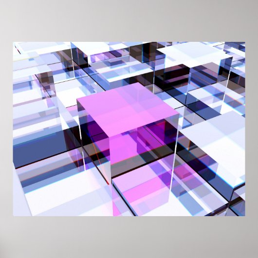 紫ユニーク立方体 ポスター (正面)