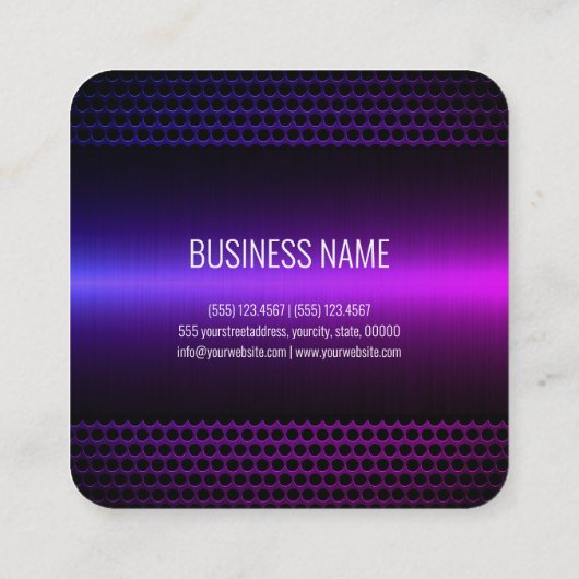 紫ライトステンレス鋼のメタルルック スクエア名刺 (裏面)