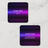 紫ライトステンレス鋼のメタルルック スクエア名刺 (正面/裏面)
