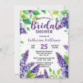 紫ライラックと緑の離れブライダルシャワー 招待状 (正面)