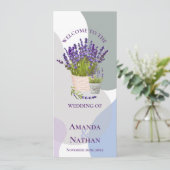 紫ラベかわいらしンダー花結婚式プログラム 招待状 (スタンド正面)