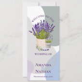 紫ラベかわいらしンダー花結婚式プログラム 招待状 (正面)