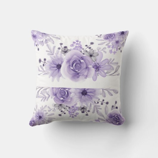 紫ラベエレガントンダーフローラ水彩 クッション (裏面)