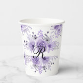 紫ラベエレガントンダーフローラ水彩 紙コップ (裏面)