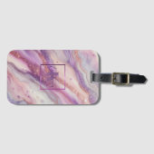 紫ラベエレガントンダー大理石とグリッター静脈 ラゲッジタグ (正面横)