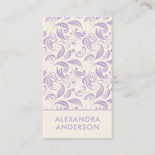 紫ラベエレガントンダー花柄 名刺 (正面)