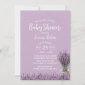 紫ラベエレガントンダー花赤ちゃんシャワー 招待状 (正面)