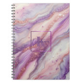 紫ラベスタイリッシュンダー大理石とグリッター静脈 ノートブック (正面)