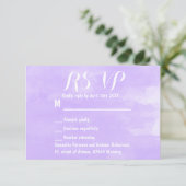紫ラベモダンンダー水彩結婚式RSVP 出欠カード (スタンド正面)