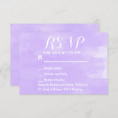 紫ラベモダンンダー水彩結婚式RSVP 出欠カード (正面/裏面)