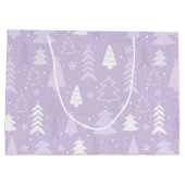紫ラベンダーの木モダン冬のクリスマス ラージペーパーバッグ (裏面)