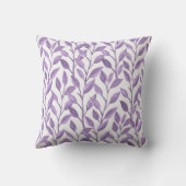 紫ラベンダーの水彩葉柄 クッション (裏面)