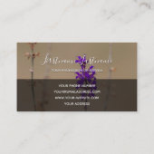 紫ラベンダーの花の灰色の長方形モノグラム 名刺 (裏面)