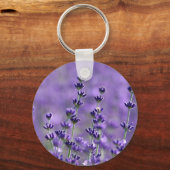紫ラベンダーの花フローラ キーホルダー (正面)