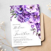 紫ラベンダーウォーターカラーガーデンエレガントな結婚式 招待状