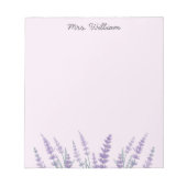 紫ラベンダーウォーターカラーフローラ ノートパッド (正面)