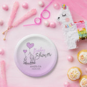 紫ラベンダーエレファントジェンダー赤ちゃんシャワー ペーパープレート (パーティー)