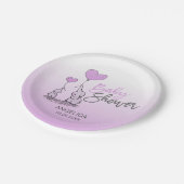 紫ラベンダーエレファントジェンダー赤ちゃんシャワー ペーパープレート (アングル)