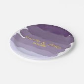 紫ラベンダーグラデーション水ストライプの結婚色 ペーパープレート (アングル)