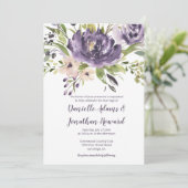 紫ラベンダーグリーンウォーター色の牡丹結婚ズ 招待状 (スタンド正面)