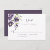 紫ラベンダーグリーンウォーター色フローラ | 出欠カード (正面/裏面)