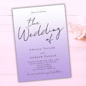 紫ラベンダースクエレガントリプトQRコー結婚ド 招待状