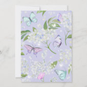 紫ラベンダーバタフライフローラブライダルシャワー 招待状 (裏面)