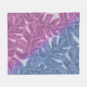 紫ラベンダーピンクブルートロピカルパーム フリースブランケット (正面(横))