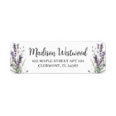 紫ラベンダーフラワーカリグラフィー差出人住所 ラベル (正面)