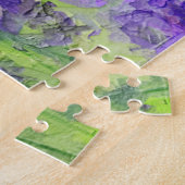 紫ラベンダーフラワーズウォーター色フローラ ジグソーパズル (側面)