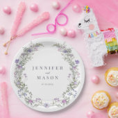 紫ラベンダーフローララス結婚トの紙プレート ペーパープレート (パーティー)