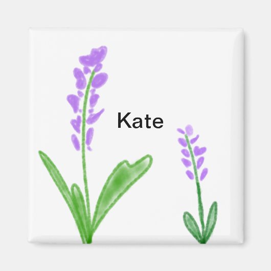 紫ラベンダーフローラ水彩加名法文字cu マグネット (正面)