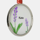 紫ラベンダーフローラ水彩加名法文字cu メタルオーナメント (右)