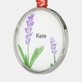 紫ラベンダーフローラ水彩加名法文字cu メタルオーナメント (左)