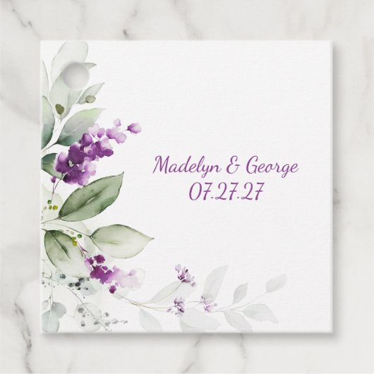 紫ラベンダープ淡い色のラン葉グ結婚ズ フェイバータグ (正面)