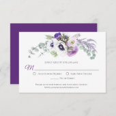 紫ラベンダーホワイトウォーター色の花 | 出欠カード (正面/裏面)