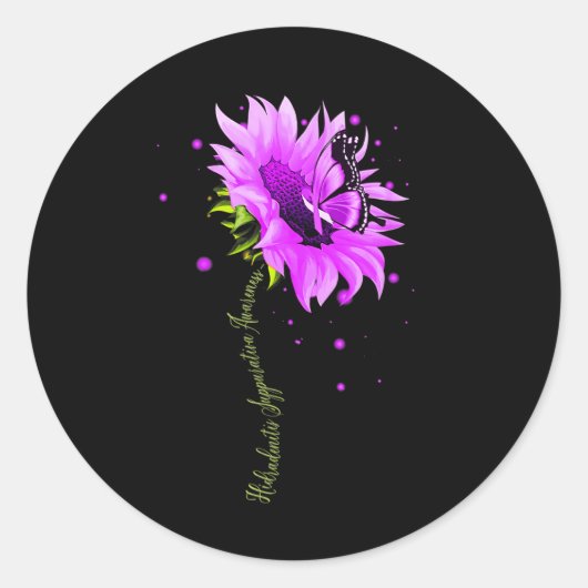 紫リボンバタフライオーバードーズ認識度女性W ラウンドシール (正面)