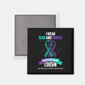 紫リボン自殺防止認識度 マグネット (正面/裏面)