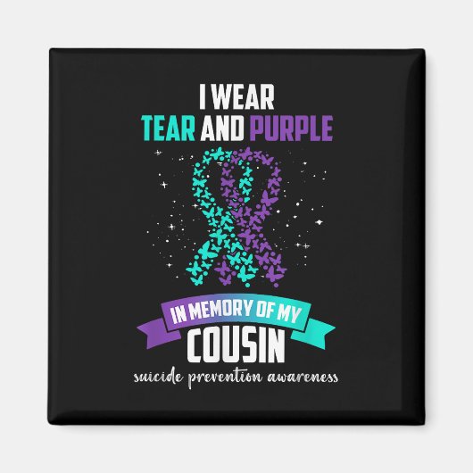 紫リボン自殺防止認識度 マグネット (正面)