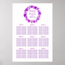 紫リース水彩画結婚のテーブルプラン