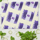 紫レトロゼリー瓶パターンとモノグラム キッチンタオル (折り畳み)