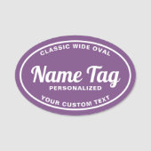 紫レトロワイド楕円クラシック名タグ 名札 (正面)