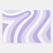 紫レトロ幾何ストライプハート正方形70s ラッピングペーパーシート (正面)