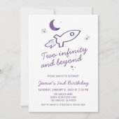 紫ロケット船宇宙2回目の誕生日 招待状 (正面)