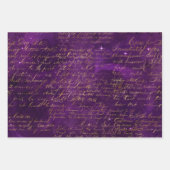 紫ロマンチックなゴシック様式の魔女とバラ ラッピングペーパーシート (正面3)