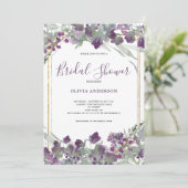 紫ワイルドフラワーウォーターブライダルシャワー 招待状 (スタンド正面)