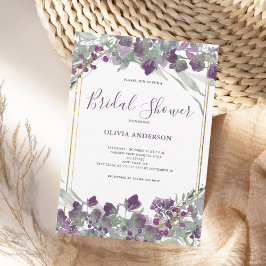 紫ワイルドフラワーウォーターブライダルシャワー 招待状