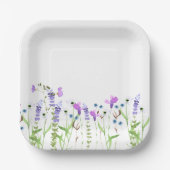 紫ワイルドフラワーテーマデリケート縁どフローラ ペーパープレート (正面)