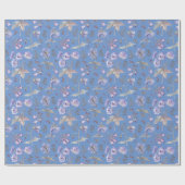 紫ワイルドフラワー誕生日ベビーシャワーガールズ ラッピングペーパー (フラット)