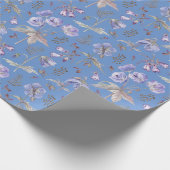 紫ワイルドフラワー誕生日ベビーシャワーガールズ ラッピングペーパー (角)